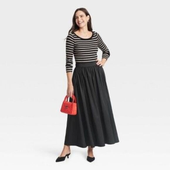 A New Day Black NWT Voluminous Maxi Skirt - Picture 2 of 8